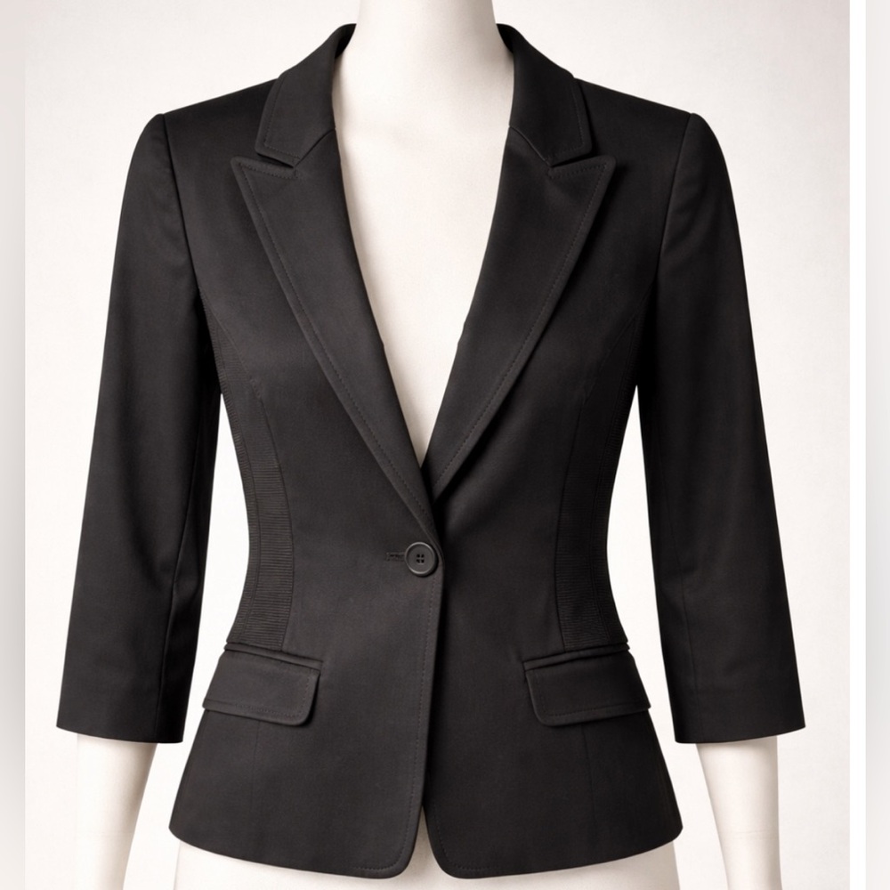 Teenflo Women's Black Cotton Blend Blazer
